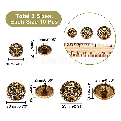  30Pcs Metal Buttons snap Buttons Pant Buttons to Size