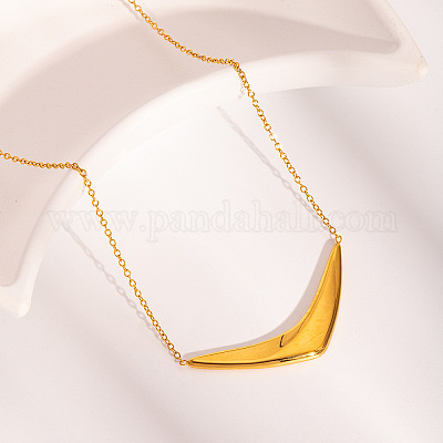 Ожерелья с подвеской в форме буквы V из нержавеющей стали 304 для женщин NJEW-Z086-01G-1