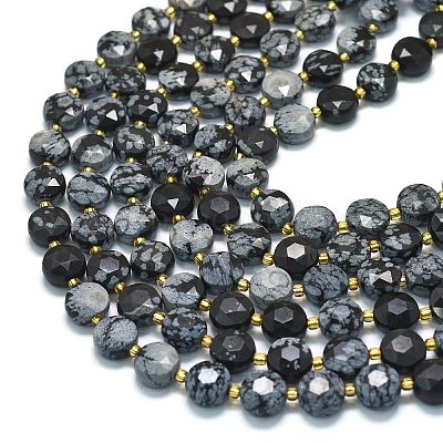 Природные снежинка обсидиан бисер нитей G-C116-A138-01-1