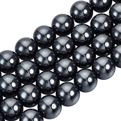 OLYCRAFT 150PCS Grade A Hematite Beads 8mm Non-Magnetic Metal Round Loose Beads Strand for Necklace Pendant Jewelry Making G-OC0001-46-1
