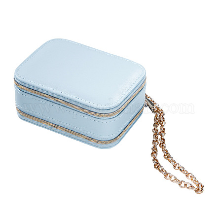 Cajas de bolso de hombro con conjunto de joyería de cuero pu portátil de 2 capa PW-WG82578-01-1
