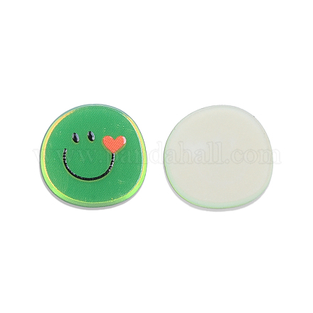 電気メッキアクリルカボション  笑顔がプリントされた  ポリゴン  ミディアムシーグリーン  20.5x21x2.5mm OACR-N135-14-1