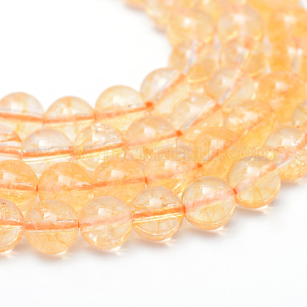 Redondas hebras de perlas naturales citrino X-G-R345-10mm-21-1