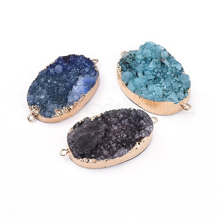 Electroplated Natural & Dyed Druzy Quartz Links connectors G-E499-08-G-1