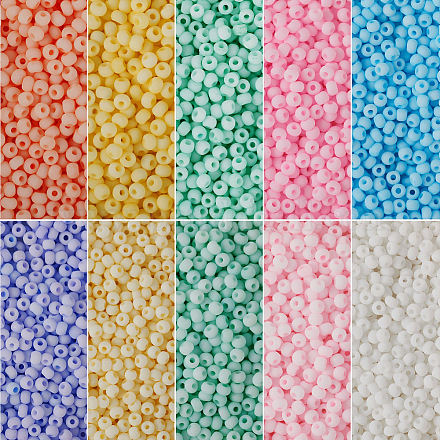 Pandahall 100g 10 couleurs 12/0 perles de rocaille en verre opaque SEED-TA0001-05A-1