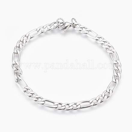 Bracelets de chaîne figaro en 304 acier inoxydable BJEW-L636-08B-P-1