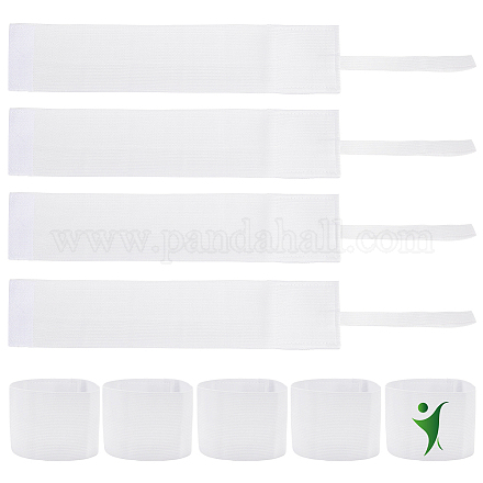 CHGCRAFT 10Pcs White Armbands Outdoor Soccer Football Adjustable Hattain Armbands Flexible Sports Player Bands with Hook and Loop Fastener for Team Sports AJEW-CA0003-14-1
