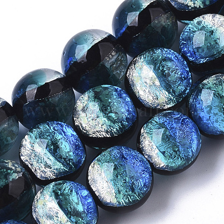 Chapelets de perles d'argent en verre de chalumeau manuelles FOIL-T003-03A-1