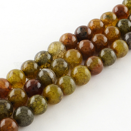 Dyed Natural Dragon Veins Agate Round Bead Strands G-R342-8mm-08-1