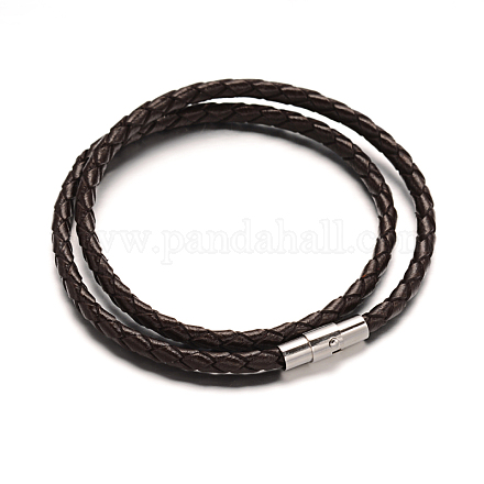 Braided Leather Two Wrap Bracelet Making BJEW-E273-22B-1