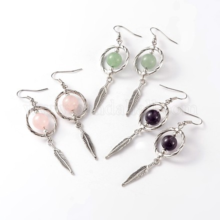 Alloy Natural Mixed Stone Dangle Earrings EJEW-JE02017-1