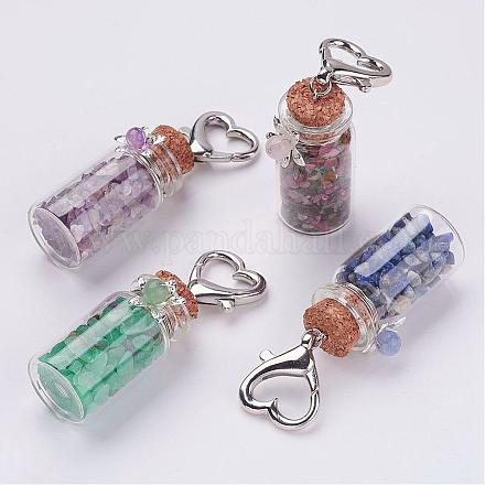 Clear Glass Bottle Gemstone Pendant Decorations HJEW-JM00273-1