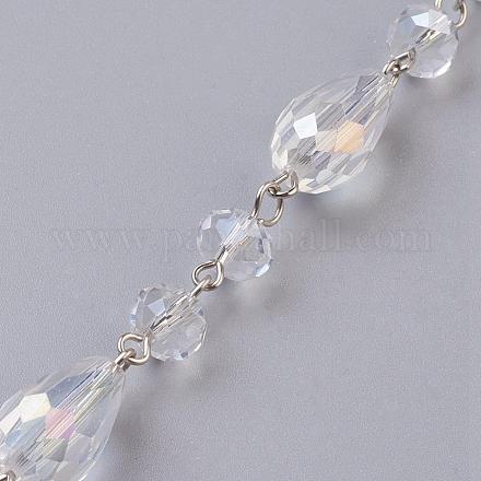 Handmade Faceted Glass Beaded Chains AJEW-JB00327-01-1