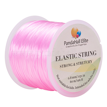 Gioielliere circa 65 yarde filo elastico lucido tratto 0.8mm filo di poliestere lavorazione filo fai da te per braccialetti creazione di gioielli con pietre preziose perline cucito artigianale - colore rosa EW-PH0001-0.8mm-01D-1