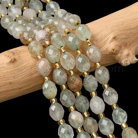 Нити бусин из натурального зеленого рутилированного кварца&nbsp;G-F809-A05-01-1