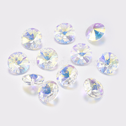 Faceted Glass Rhinestone Charms RGLA-F049-10mm-001AB-1