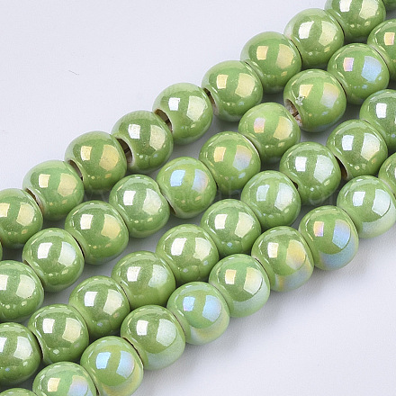 Electroplate Porcelain Beads PORC-N005-04A-1