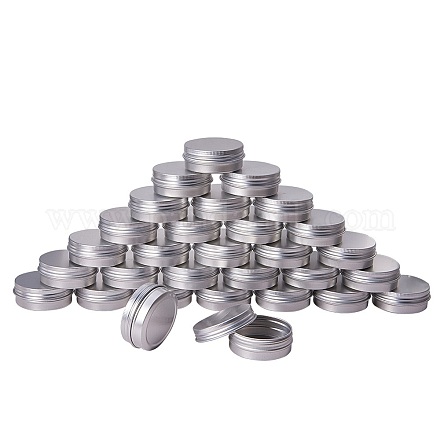 Pandahall boîtes de conserve en aluminium de 1 oz contenants de stockage ronds couvercles à vis boîtes métalliques boîtes de voyage contenants rechargeables CON-PH0001-06B-1