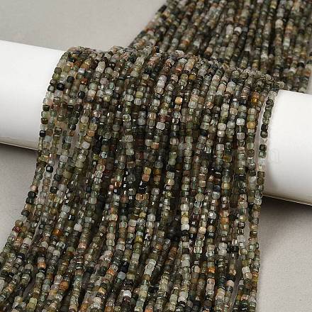 Нити бусин из натурального зеленого рутилированного кварца G-RM2025-C38-A-1