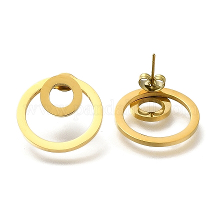 Ионное покрытие (ip) 304 нержавеющая сталь кольцо гвоздик серьги EJEW-C118-02A-1