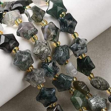 Природные моховой агат бисер нитей G-Z080-A27-10mm-1