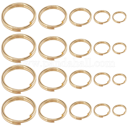 Sunnyclue 200 pièces 5 styles 304 anneaux fendus en acier inoxydable STAS-SC0005-97-1
