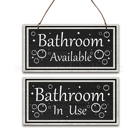 Nbeads Badezimmer verfügbar in Gebrauch hängendes Holzschild HJEW-WH0015-109-1