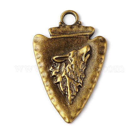 5 pcs antiguo escudo de bronce con colgantes de la aleación del estilo tibetano cabeza del lobo X-TIBEP-GC036-AB-NR-1