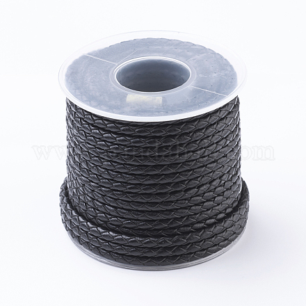 丸編みコード  ブレスレット作りのための革紐  ブラック  3mm  約10.93ヤード（10m）/ロール WL-G002-01A-1