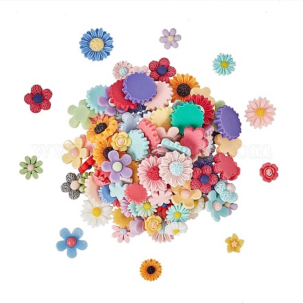 樹脂カボション  花のテーマ  ミックスカラー  144x108x47.5mm CRES-GL0001-03-1