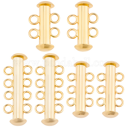 エル　5個セット14mm 尾錠　留め具　社外品　ゴールド　新品 真鍮スライドロック留め具3種類6個 コラム 1連 2穴＆4連 4穴 8KGP本