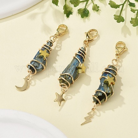 Подвесные украшения из гальванизированного натурального кварцевого кристалла в виде проволоки HJEW-JM03127-05-1