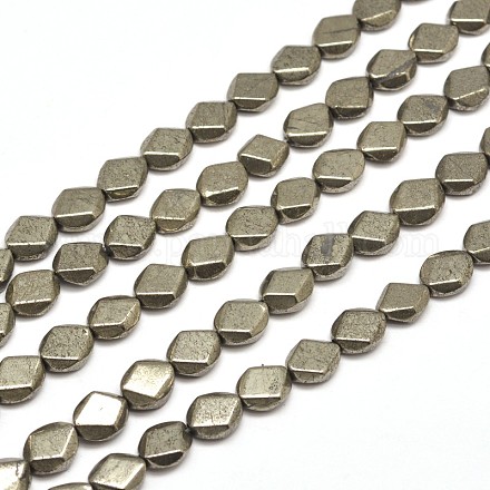 Natural Pyrite Rhombus Beads Strands G-I125-99-16x10mm-1