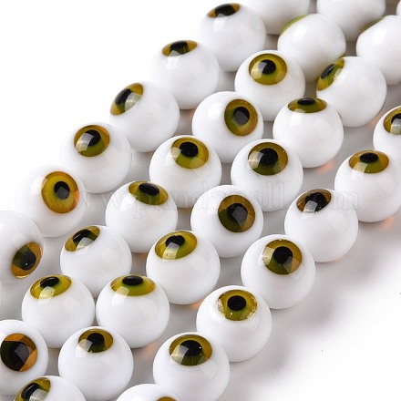 Handgefertigte Murano bösen Blick runde Perle Stränge LAMP-L055-10mm-32-1
