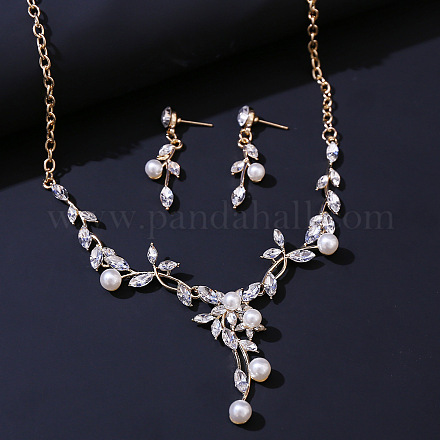 Комплекты из ожерелий с подвесками из сплава листьев FS-WGDB6EA-03-1