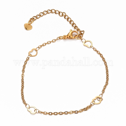 304 Stainless Steel Cable Chain Anklets AJEW-H104-10G-1