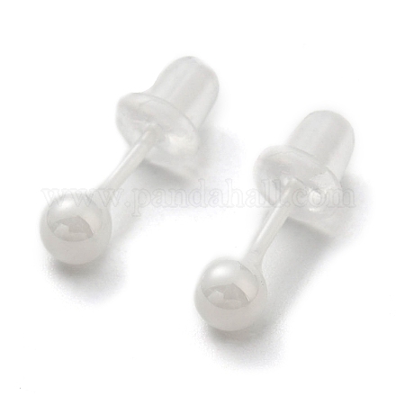 Boucles d'oreilles à tige boule ronde en céramique EJEW-Q768-18G-1