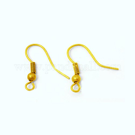 Brass Earring Wire Hooks with Beads X-KK-Q362-G-NF-1