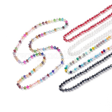 5шт 5 стильных ожерелья из стеклянных бусин для женщин NJEW-JN04056-1