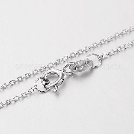 Rhodium Plated 925 Sterling Silver Cable Chain Necklaces NJEW-N0048-39-16-1