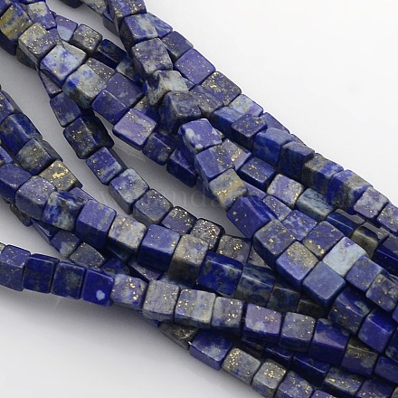 Cube Natural Lapis Lazuli Beads Strands G-P057-02-1