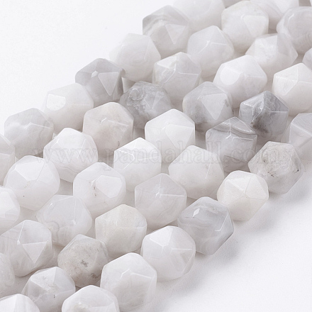 Brins de perles d'agate folles blanches naturelles G-J376-14-8mm-1
