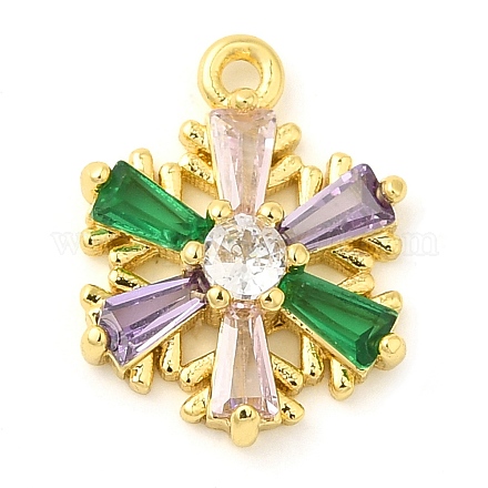 Снежинка настоящая 18-каратная позолоченная стойка покрытие латунь микро паве кубические цирконии подвески шармы KK-S396-11A-1