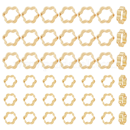 Dicosmétique 80 pièces 2 tailles cadres de perles de fleur à double trou entretoise de fleur cadres de perles cadre de perle ouvert creux connecteur de cadre de fleur cadre de perle en laiton pour la fabrication de bijoux de bracelet KK-DC0002-50-1