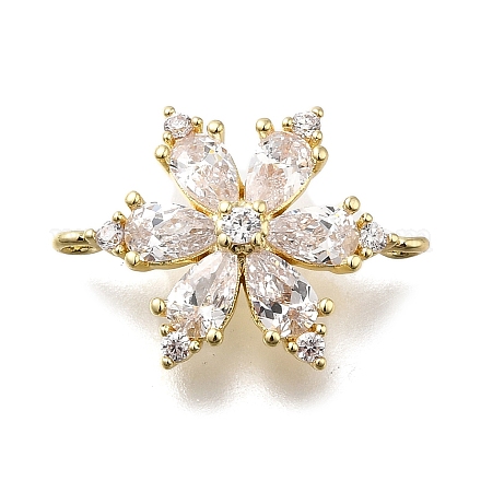 Подвески-скрепки из латуни с прозрачным кубическим цирконием и снежинками KK-Q048-19G-1