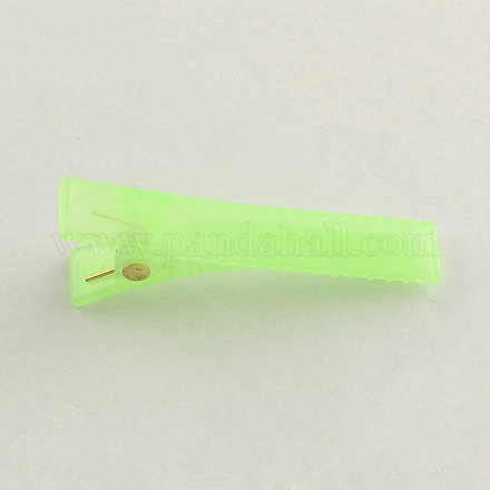 ヘアアクセサリー作りのためのキャンディーカラーの小さなプラスチック製のワニのヘアクリップのパーツ  薄緑  41x8mm PHAR-Q005-04-1
