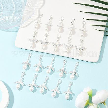 20 шт. 4 стиля стеклянный жемчуг и акриловый искусственный жемчуг подвеска ангел украшения HJEW-JM03577-1