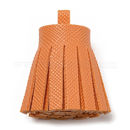 模造革タッセルペンダント装飾  ダークオレンジ  36x20~25mm  穴：6x5.4mm FIND-L013-A05-1