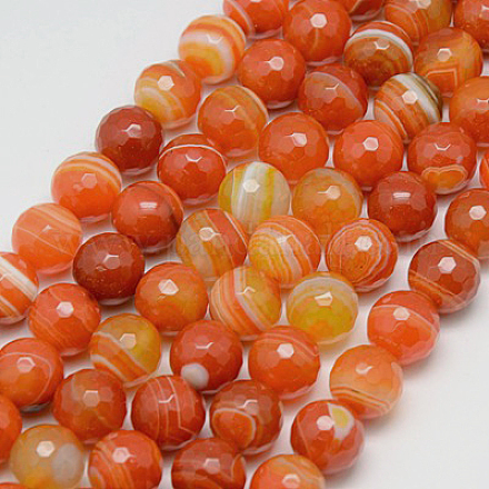Chapelets de perles en agate à rayures naturelles/agates à bandes G-G581-4mm-10-1