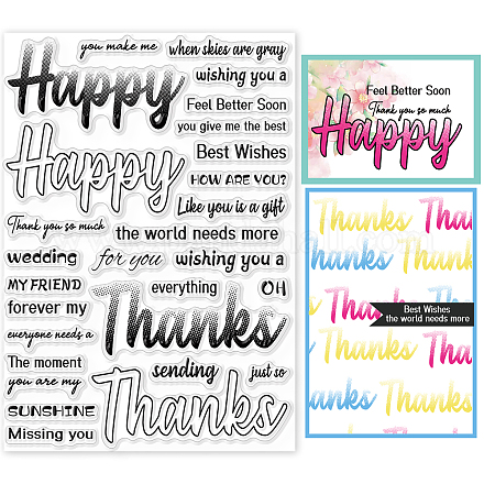 GLOBLELAND Blessings Words Clear Stamps Gradient Text Silicone Clear Stamp Seals for Cards Making DIY Scrapbooking Photo Journal Album Decoration DIY-WH0371-0022-1